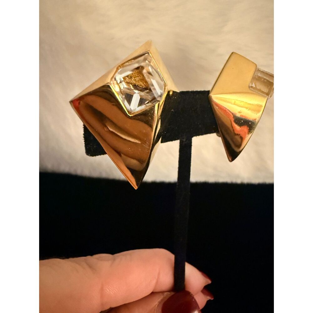 Givenchy Vintage Couture Crystal Pyramid Clip-on Earrings - Picture 5 of 11